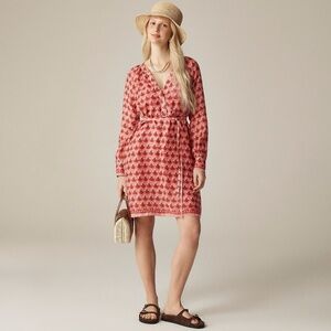 NWT!! J. CREW Cabana Mini Dress Block Print Ramie Coral Multi Cover Up Size 2X